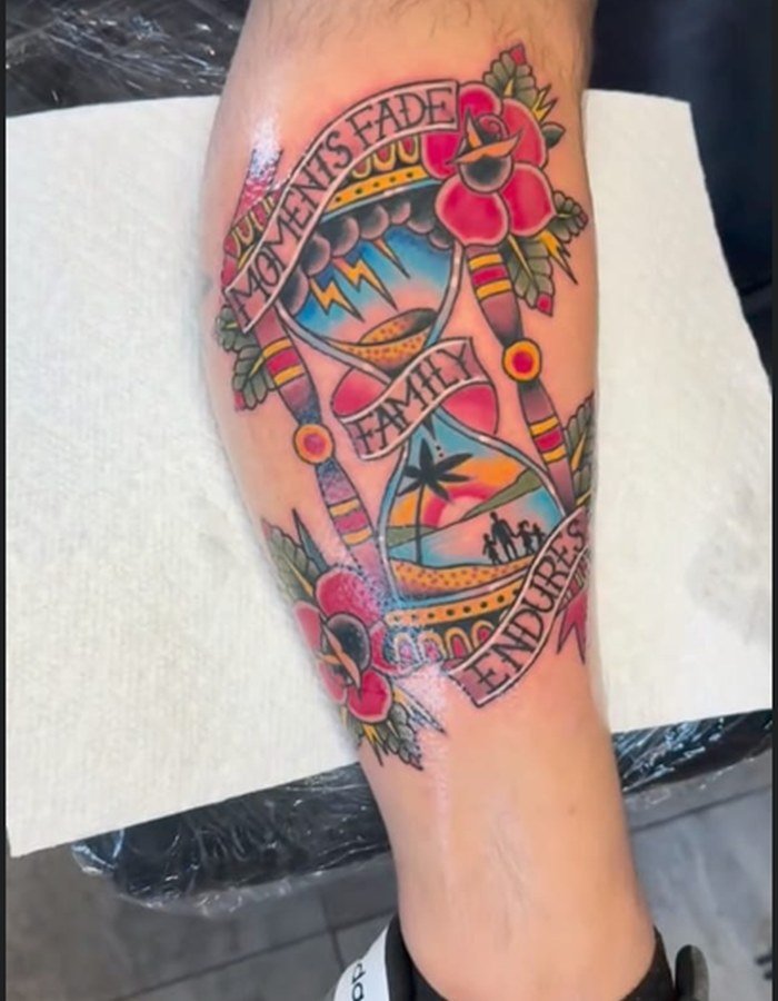 Family Endures Hourglass — custom tattoo artwork print